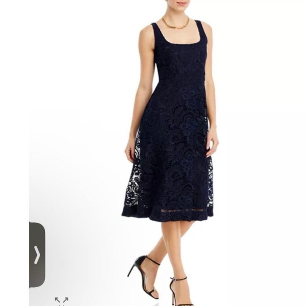 KOBI HALPERIN Jacqueline Sleeveless Lace Midi-Dress navy blue sz 2 $698 NWT